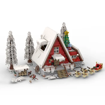 מורשה 3500Pcs+ חורף מתנת חג המולד הרים בקתה סנטה קלאוס מודל חלקיקים קטנים לבנים ערכת אבני הבניין סט מתנה