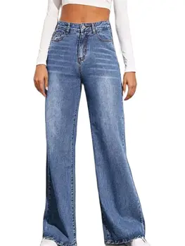מקרית ג 'ינס רחב הרגל המכנסיים רחוב מזדמנים מכנסיים העולמי זרוק משלוח חדש גבוהה המותניים רופף ג' ינס לנשים.