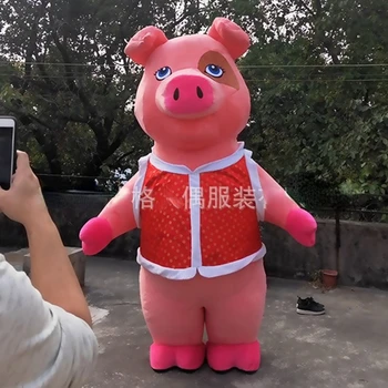 מתנפחים חזיר Macot תחפושת אנשים לובשים קריקטורה בגדי בובה לבצע הליכה יד פליירים, פרסום Fursuit חזיר