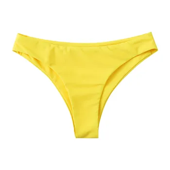 נשים ביקיני בקיץ גבוה לחתוך בגדי הים מוצק צבע אמצע המותן לשחות מכנסיים קצרים נשים Beachwear 2023 נשים בגד ים