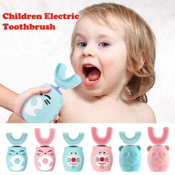 סוניק הילד מברשת שיניים חשמלית סיליקון ילדים של 360 מעלות אוטומטית נטענת USB ילדים חכמים מברשת שיניים u צורת