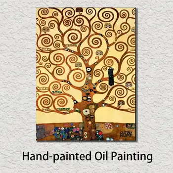 עץ החיים גוסטב קלימט זהב ציורי שמן בעבודת יד בד רפרודוקציה של אמנות מודרנית הקיר בסלון עיצוב באיכות גבוהה