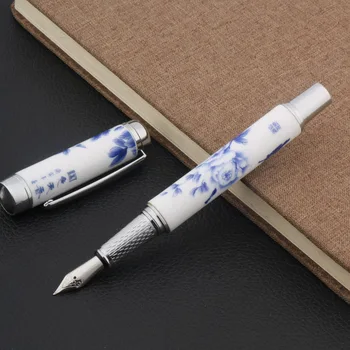 פורצלן באיכות גבוהה עם פרחים בעט כחול לבן ציור דיו עטים לקצץ נייר משרדי, ציוד לביה 