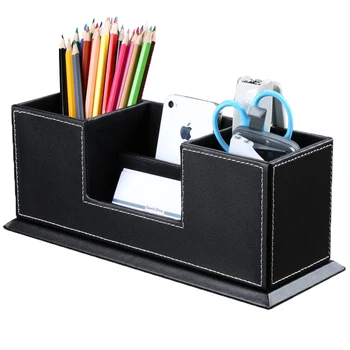 ציוד משרדי כפול הקוביה מחזיק עט 4 תאים תיבת אחסון רב תפקודי כתיבה שולחן ארגונית עיפרון סיר מקרה