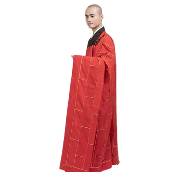 קצה זהב נזיר החלוק Haiqing פשתן הנזיר בגדים חומים של מונק בגדים אדומים