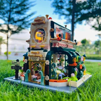 רומנטי צרפתי Street View לבנה מונה פרח הבית בניית מודל בלוקים פאזל צעצועים בנות ילדים עבור ילדים מתנות
