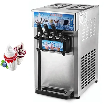 רכה גלידה מכונת יצרני/תעשייתי חדש נירוסטה שולחן גלידה רכה מכונה עם 3 טעמים