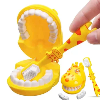 שיניים שיניים מלמד דגם מברשת שיניים צעצועים, ג ' ירפה, הדגמת מודל מוקדם חינוך צחצוח צעצועים לילדים ילדים רופא שיניים מתנה.