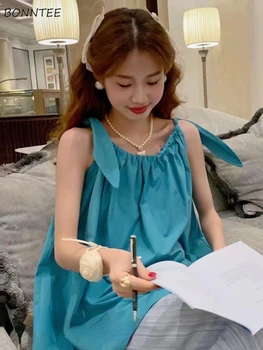 שרוולים חולצות נשים התחבושת מתוק חופשי וינטאג ' מתקפל חופשה מקרית מוצק כל-התאמת סגנון קוריאני אופנה ספרותית ילדותי