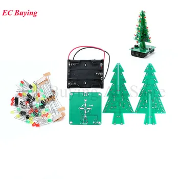 תלת מימדי 3D עץ חג המולד הוביל DIY ערכת אדום/ירוק/צהוב פלאש LED חשמלי קיט אלקטרוני כיף סוויטה מתנה לחג המולד