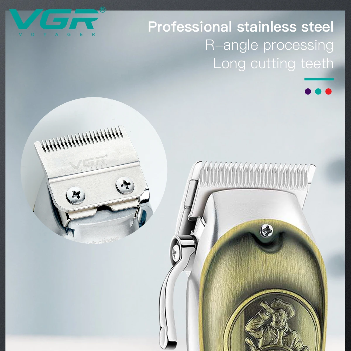 VGR שיער גוזם שיער מקצועי קליפר מתכת מכונת תספורת אלחוטית נטענת מתכוונן גוזם שיער לגברים V-658 - 3