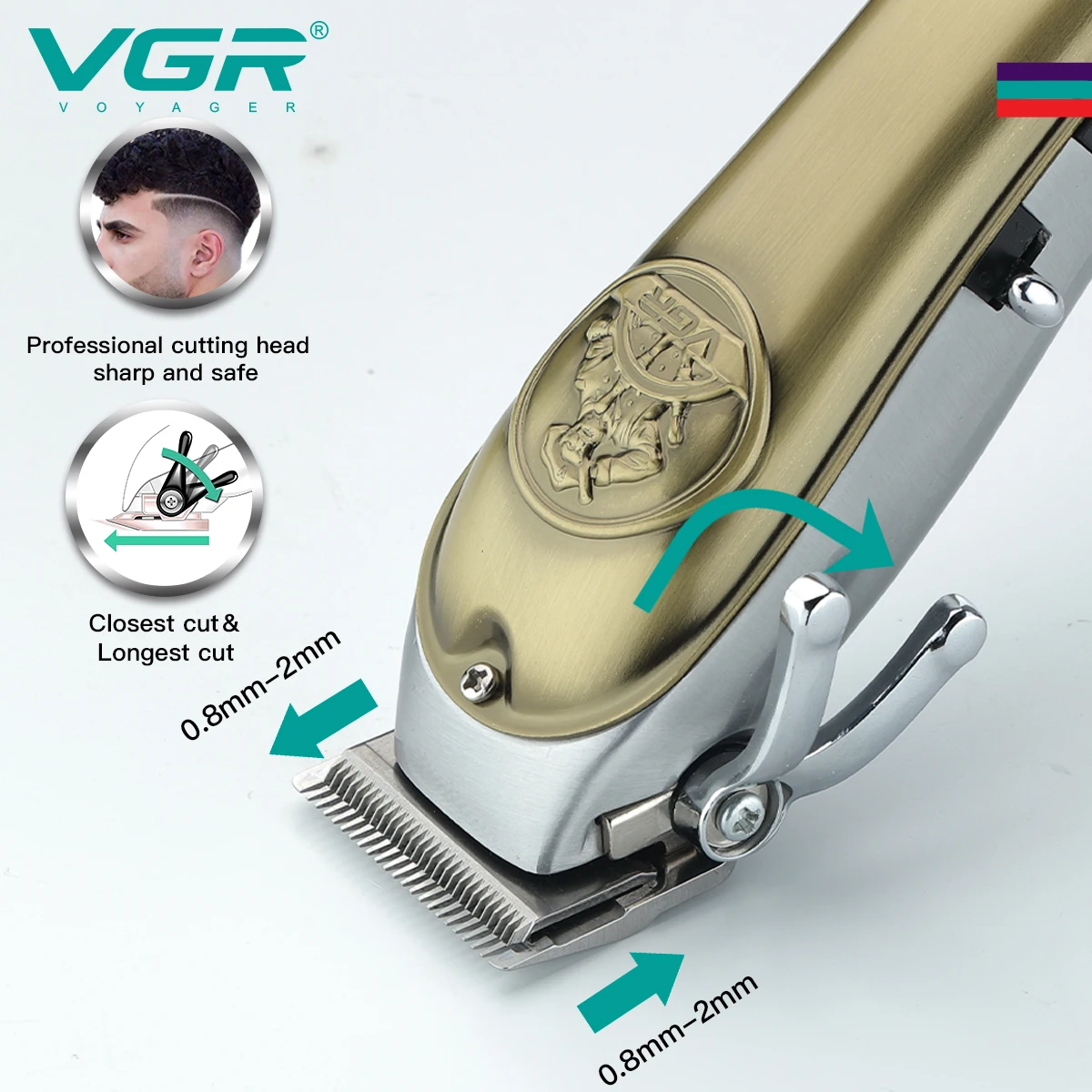 VGR שיער גוזם שיער מקצועי קליפר מתכת מכונת תספורת אלחוטית נטענת מתכוונן גוזם שיער לגברים V-658 - 4