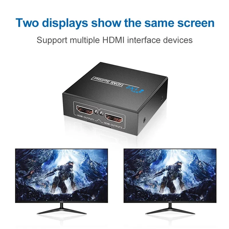 HD מפצל 1 ל-2 בהבחנה גבוהה 1080P וידאו על אותו מסך תומך 3D HD אחד בשני לצאת HW-HD102 - 1