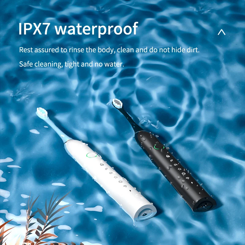חכם חשמלית סוניק מברשת שיניים נטענת USB אלקטרונית שיניים מברשת IPX7 עמיד למים הלבנת שיניים נקיות 8 החלפת הראש - 4