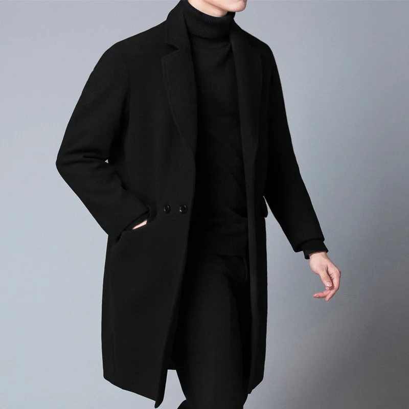 MRMT 2023 חדש קוריאני גרסה נאה צמר טוויד מעיל גברים מזדמנים אמצע אורך המעיל Slim Fit גברים מגמה - 0