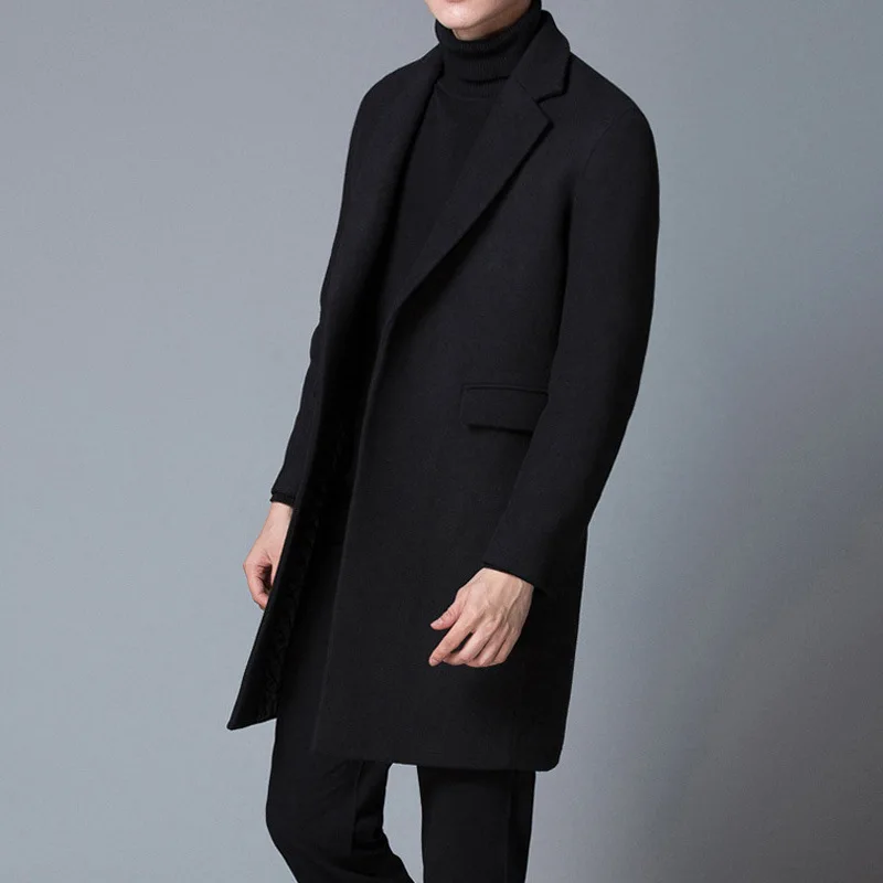 MRMT 2023 חדש קוריאני גרסה נאה צמר טוויד מעיל גברים מזדמנים אמצע אורך המעיל Slim Fit גברים מגמה - 2