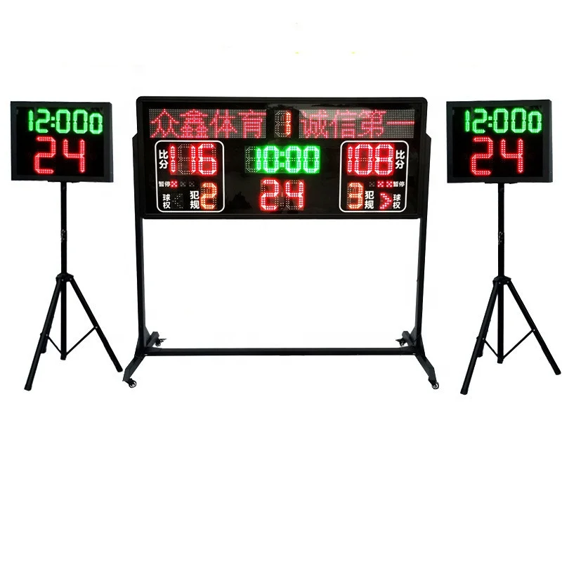 תצוגת LED דיגיטלית לוח תוצאות כדורסל 24 הירייה השנייה השעון האלקטרוני כדורסל לוח התוצאות - 0