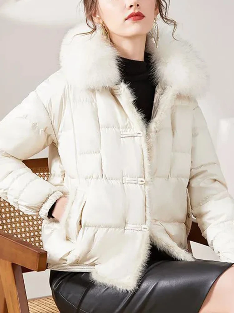 Fitaylor חדש חורף אמיתי פרוות שועל צווארון אור נוצה נשים מעיל אופנה 90% ברווז לבן למטה מעיל אחת עם חזה חם להאריך ימים יותר - 1