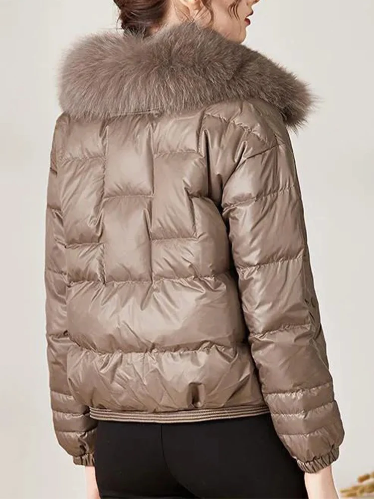 Fitaylor חדש חורף אמיתי פרוות שועל צווארון אור נוצה נשים מעיל אופנה 90% ברווז לבן למטה מעיל אחת עם חזה חם להאריך ימים יותר - 3
