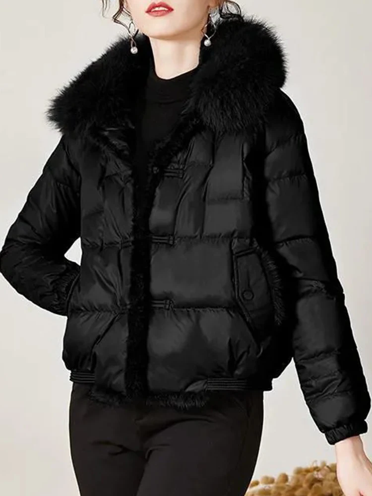 Fitaylor חדש חורף אמיתי פרוות שועל צווארון אור נוצה נשים מעיל אופנה 90% ברווז לבן למטה מעיל אחת עם חזה חם להאריך ימים יותר - 4