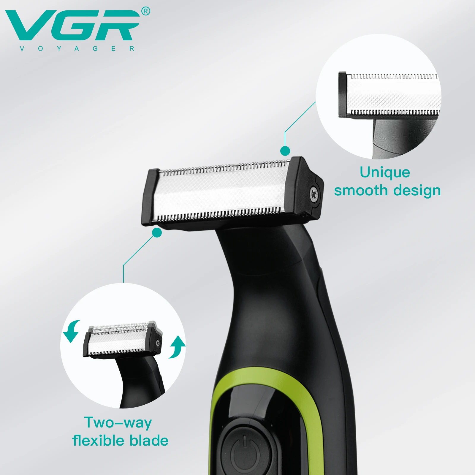 VGR זקן גוזם מקצועי הזקן גילוח עמיד למים שיער גוזם מכונת מתכוונן חשמלי T להב גילוח מכונה V-017 - 3