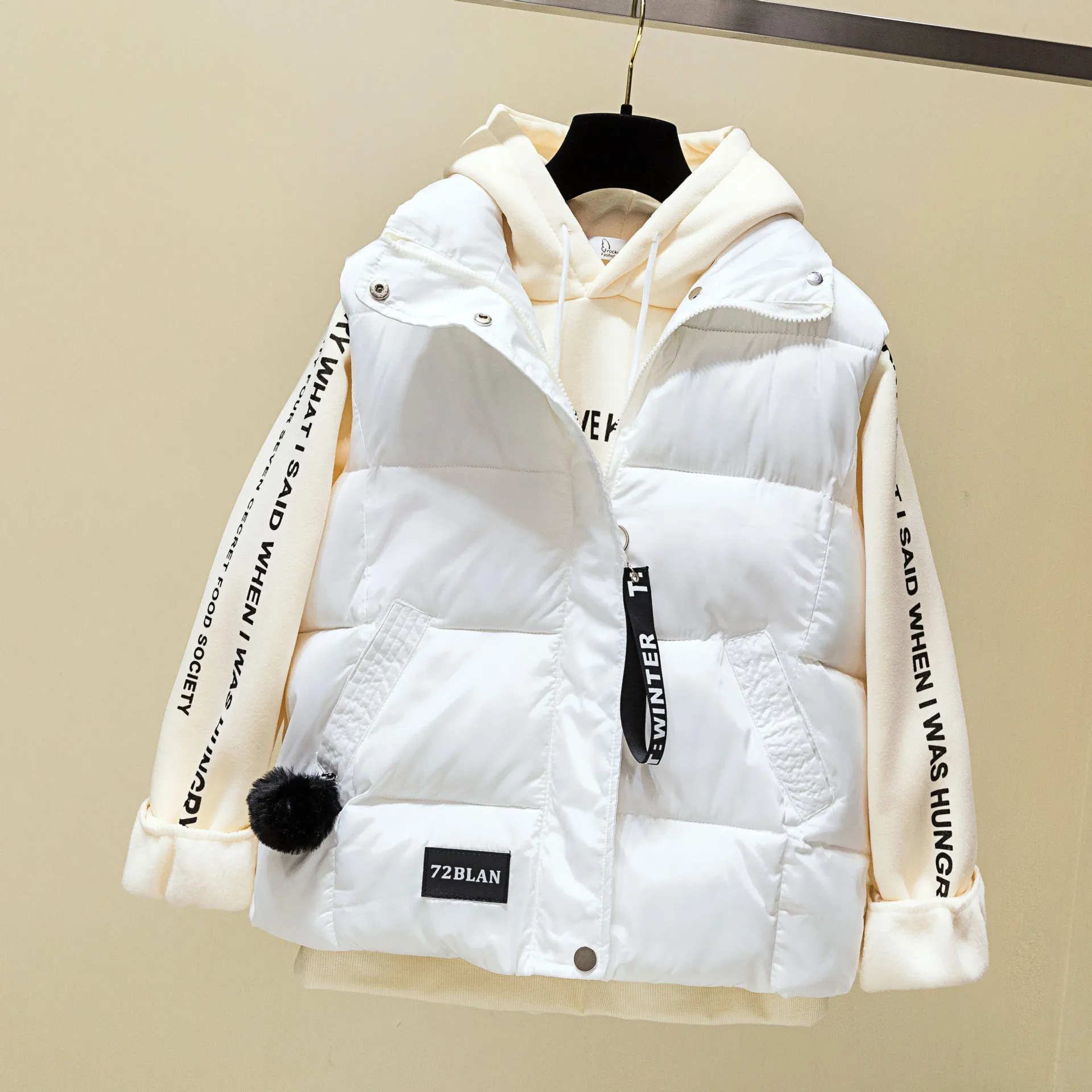 2022 סתיו וחורף נשים Veat קצר הז ' קט כותנה אפוד מוצק צבע המעיל 5 צבעים גודל S-XXXL - 1