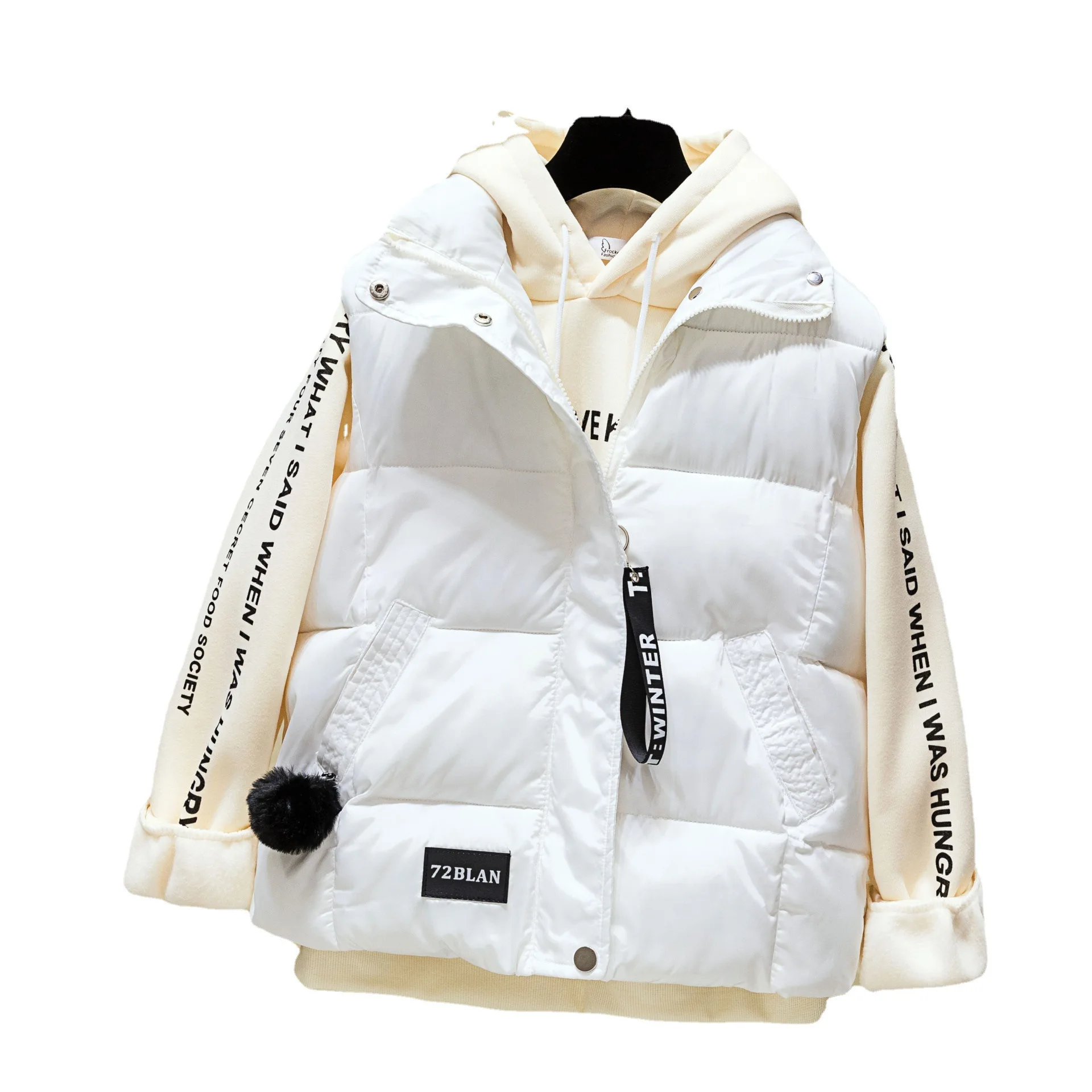 2022 סתיו וחורף נשים Veat קצר הז ' קט כותנה אפוד מוצק צבע המעיל 5 צבעים גודל S-XXXL - 2