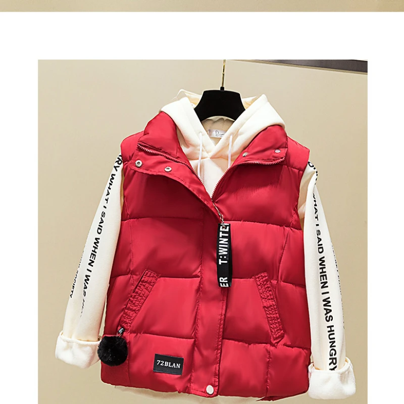 2022 סתיו וחורף נשים Veat קצר הז ' קט כותנה אפוד מוצק צבע המעיל 5 צבעים גודל S-XXXL - 3