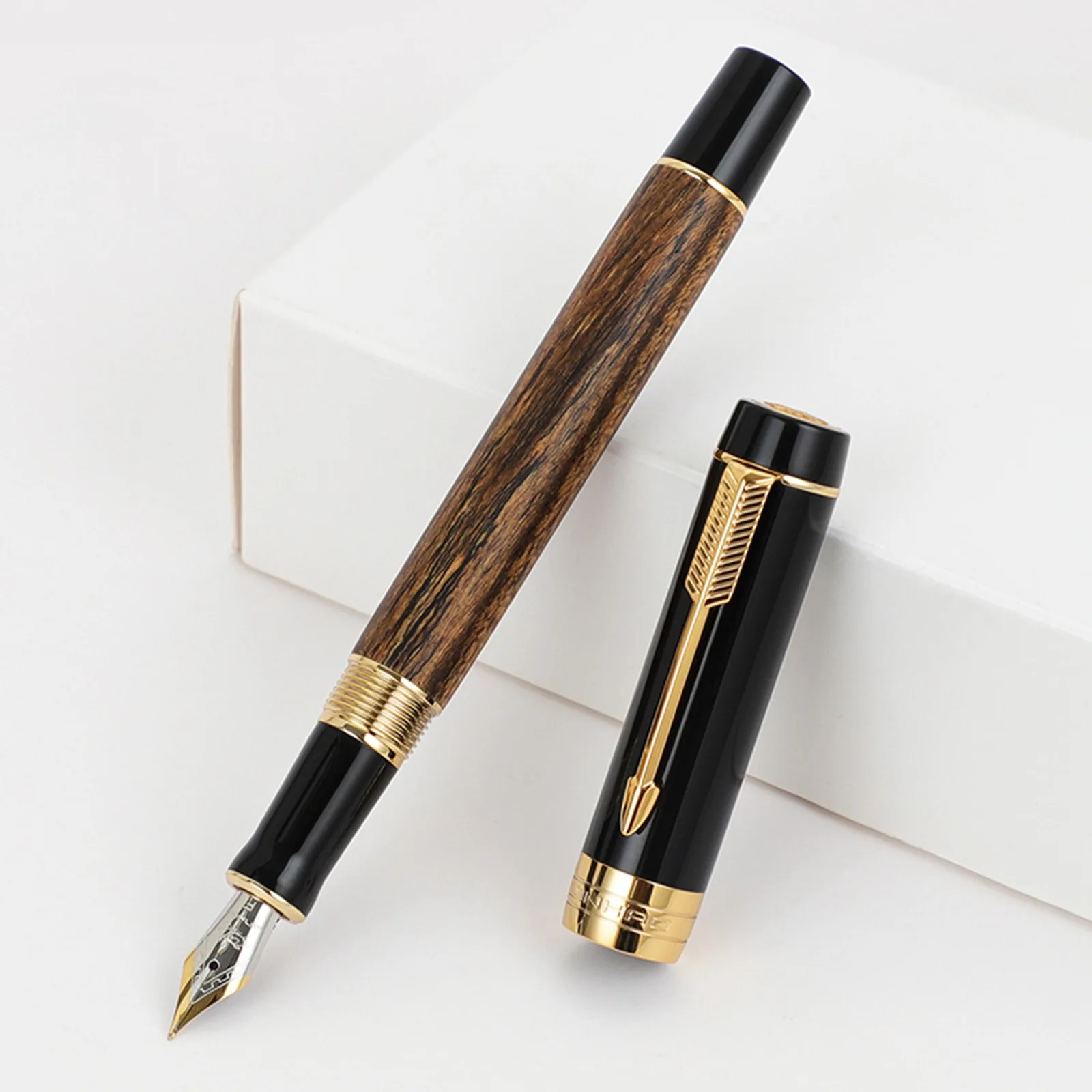 Jinhao 100 מיני עט נובע עץ מלא סדרת חץ קליפ אירידיום החוד לעסקים המשרד כתיבה מתנה עטים - 3