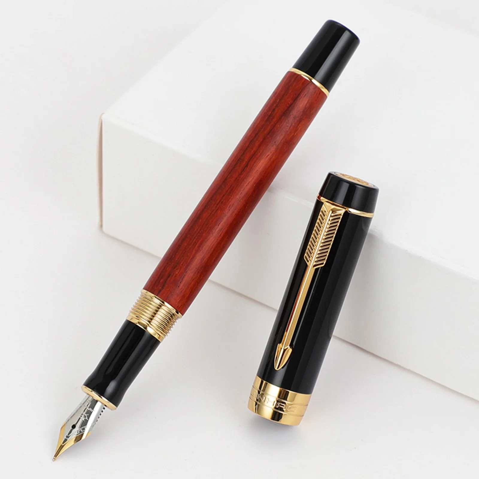 Jinhao 100 מיני עט נובע עץ מלא סדרת חץ קליפ אירידיום החוד לעסקים המשרד כתיבה מתנה עטים - 5