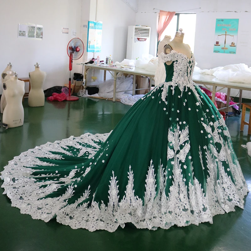 HMY012 ירוק רשמי שמלת תחרה בתוספת גודל שמלות ערב רב יוקרה 2021 vestidos דה פיאסטה elegantes דה גאלה חיפה - 3