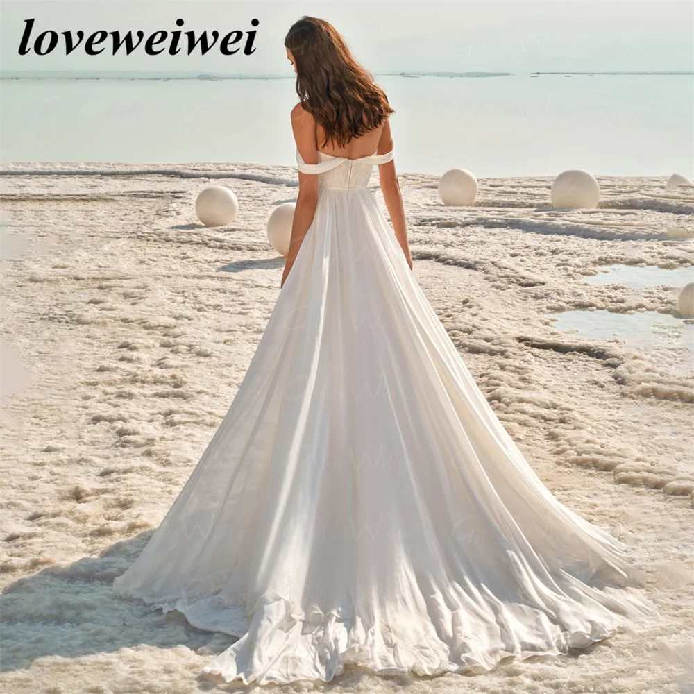 החוף את הכתף קו שמלת בוהו טול חתונה שמלת כלה שמלת קיץ טול גלימת כלה Vestido De נוביה - 2