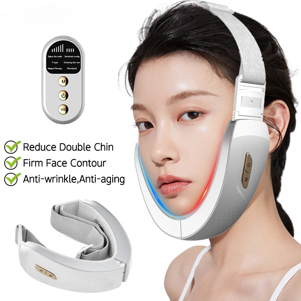 V פנים פנים מכונה חשמלית V-בשורה להרים את חגורת עיסוי פנים LED הפנים, מתיחת העור מיצוק היופי מכשיר כפול כמפחית חדש - 0
