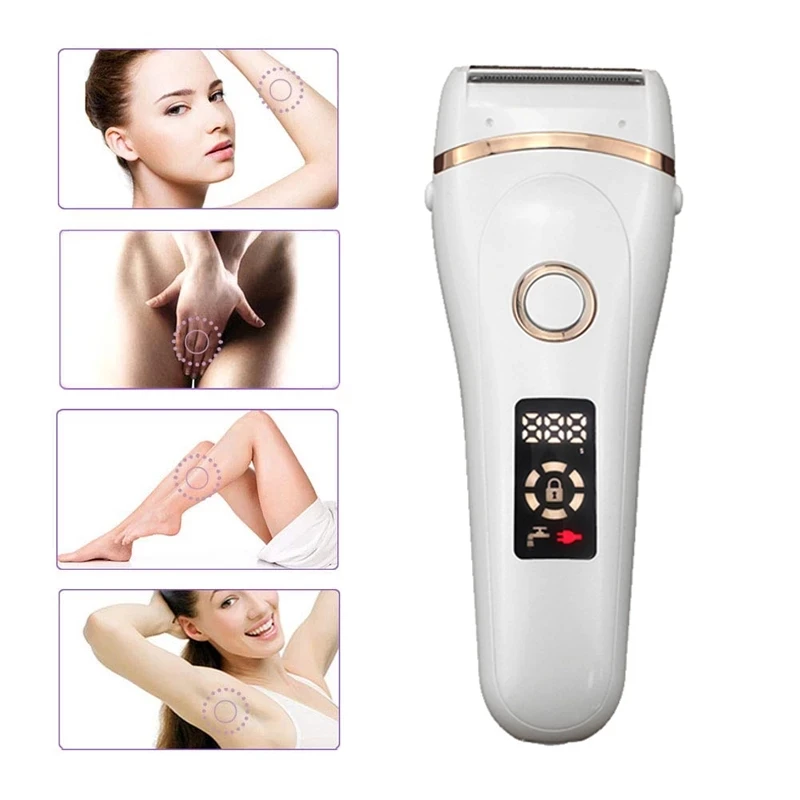 גילוח ללא כאבים, הגברת גילוח עבור נשים ביקיני גוזם על כל הגוף עמיד למים טעינת USB תצוגת LCD רטוב & יבש באמצעות - 0