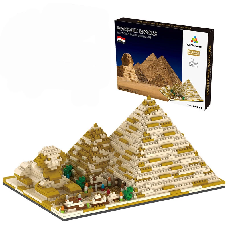 1456pcs+ הפירמידה אבני הבניין מצרים מפורסם ברחבי העולם. ארכיטקטורת מיקרו לבנה YZ059 עיר מודל 3D רחובות צעצועים עבור הילד. - 0