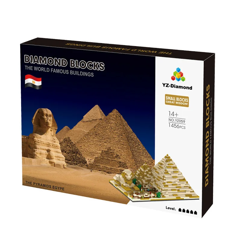 1456pcs+ הפירמידה אבני הבניין מצרים מפורסם ברחבי העולם. ארכיטקטורת מיקרו לבנה YZ059 עיר מודל 3D רחובות צעצועים עבור הילד. - 2