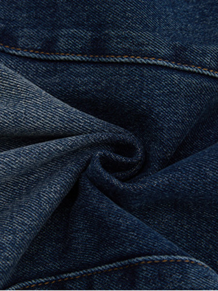 DEAT האופנה לנשים ג ' ינס מעיל לעמוד צווארון עם שרוולים ארוכים אחת עם חזה שטף במצוקה מעילי גברת סתיו 2023 חדש 7AB665 - 5