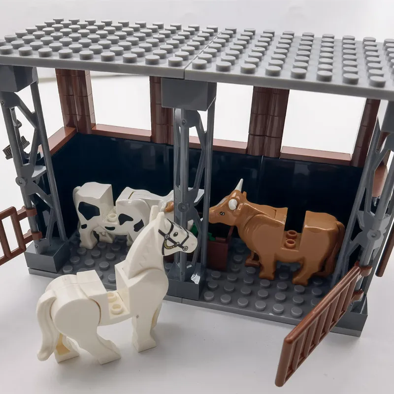 MOC האורווה אבני בניין עיר חוות יצירתי אביזרים ברפת לבנים חלקים צעצועים חקלאי הבית לול, דיר החזירים להגדיר - 3