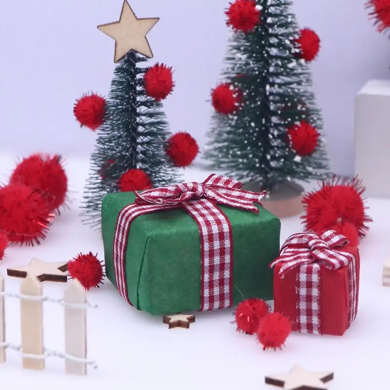 בית בובות רהיטים צעצועים חג המולד מעץ לבית בובות סט ריהוט יצירתיים מיניאטורי ריהוט מוצק דקורטיביים על גבי שולחן - 3