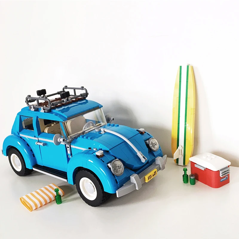 טכנית 1193PCS ביול חיפושית אבני הבניין רכב קלאסי 10252 דגם רכב רכב להרכיב לבנים צעצועים מתנות עבור הילד בנים - 1