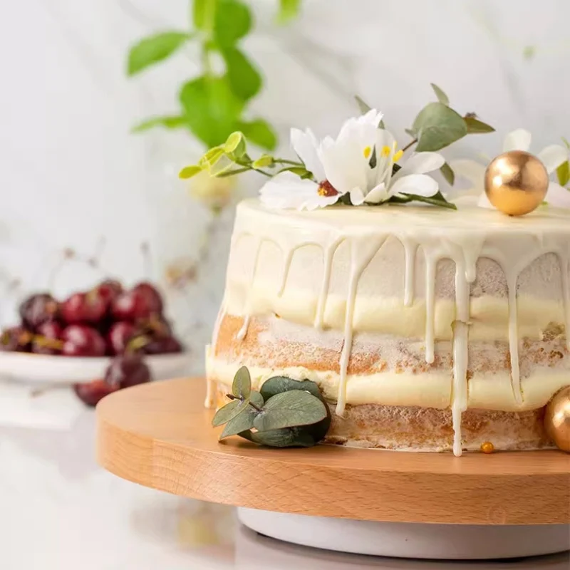 יצירתי קישוט עוגת מסתובב צלחת מעץ מלא קינוחים צלחת עוגת יום הולדת לעמוד אפייה אביזרים - 1