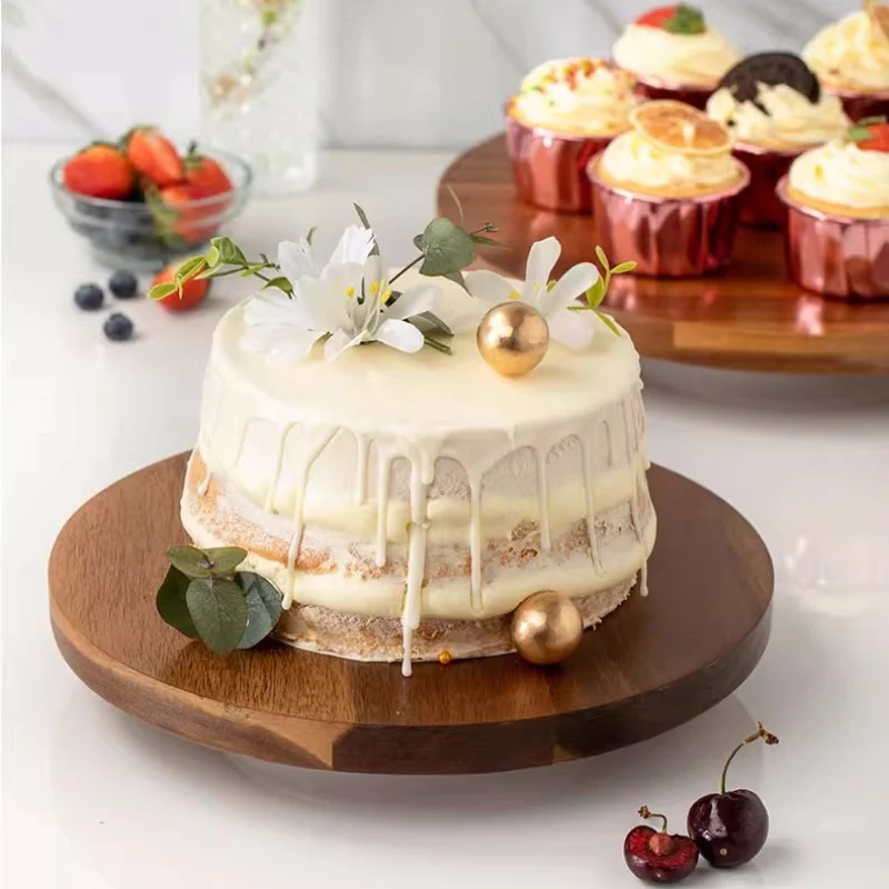 יצירתי קישוט עוגת מסתובב צלחת מעץ מלא קינוחים צלחת עוגת יום הולדת לעמוד אפייה אביזרים - 3