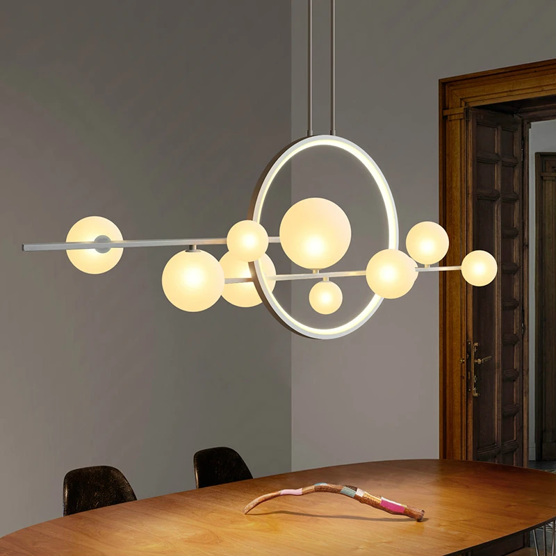 LED מודרנית חידוש זכוכית בועה נברשת נורדי חדר האוכל מנורת תאורת מסעדה אי מטבח עיצוב הבית תלוי אורות - 2