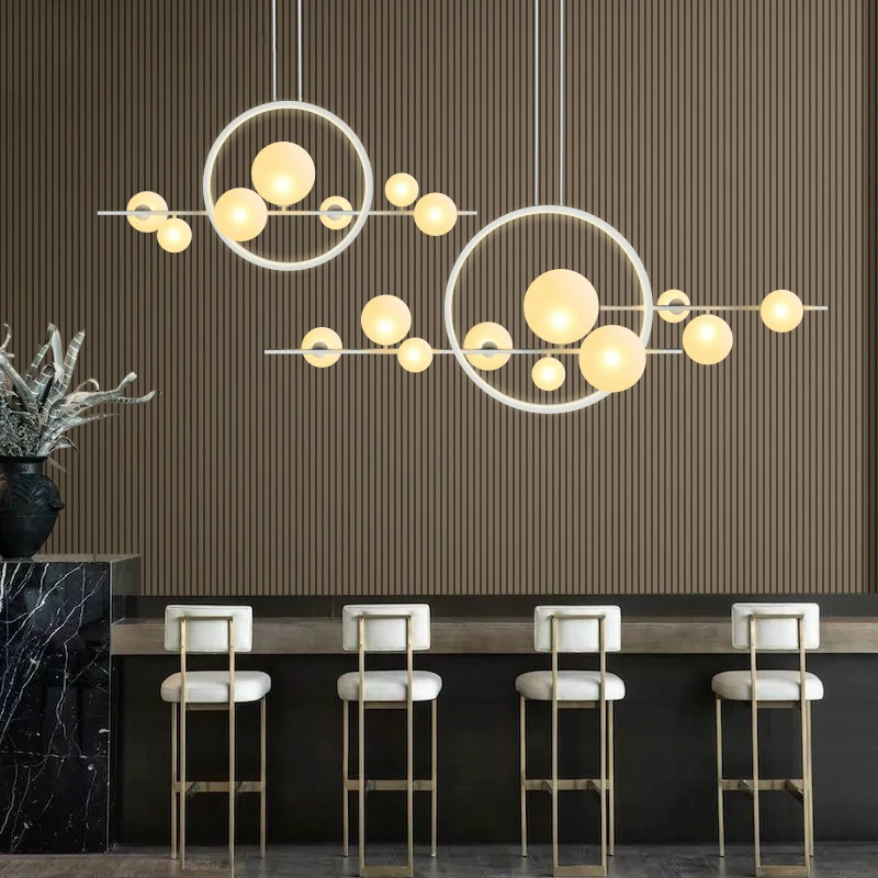 LED מודרנית חידוש זכוכית בועה נברשת נורדי חדר האוכל מנורת תאורת מסעדה אי מטבח עיצוב הבית תלוי אורות - 4