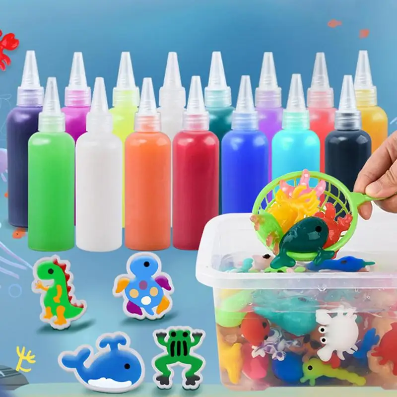 DIY מבריק האוקיינוס יצור צעצועים מלאכת אמנות להגדיר 3D צבעונית קסם מים שדון צעצוע קיט לעשות פנטסטי צעצוע הורה לילד פעילות - 1