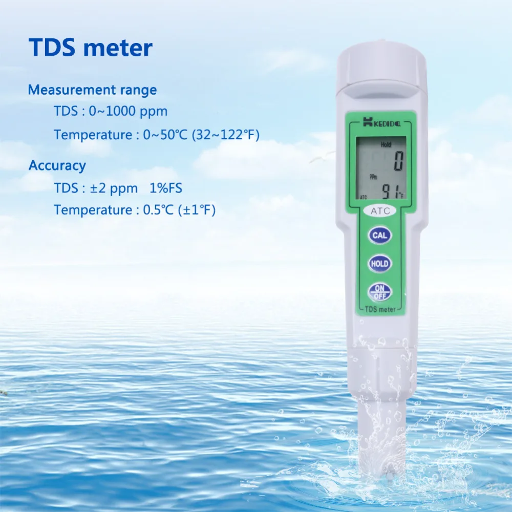 Orignal KEDIDA מקצועי סוג עט טאצ ' דאונים מטר הבוחן CT-3060 איכות המים, ניתוח מטר הבוחן מדידה בטווח של 0-1000PPM - 2